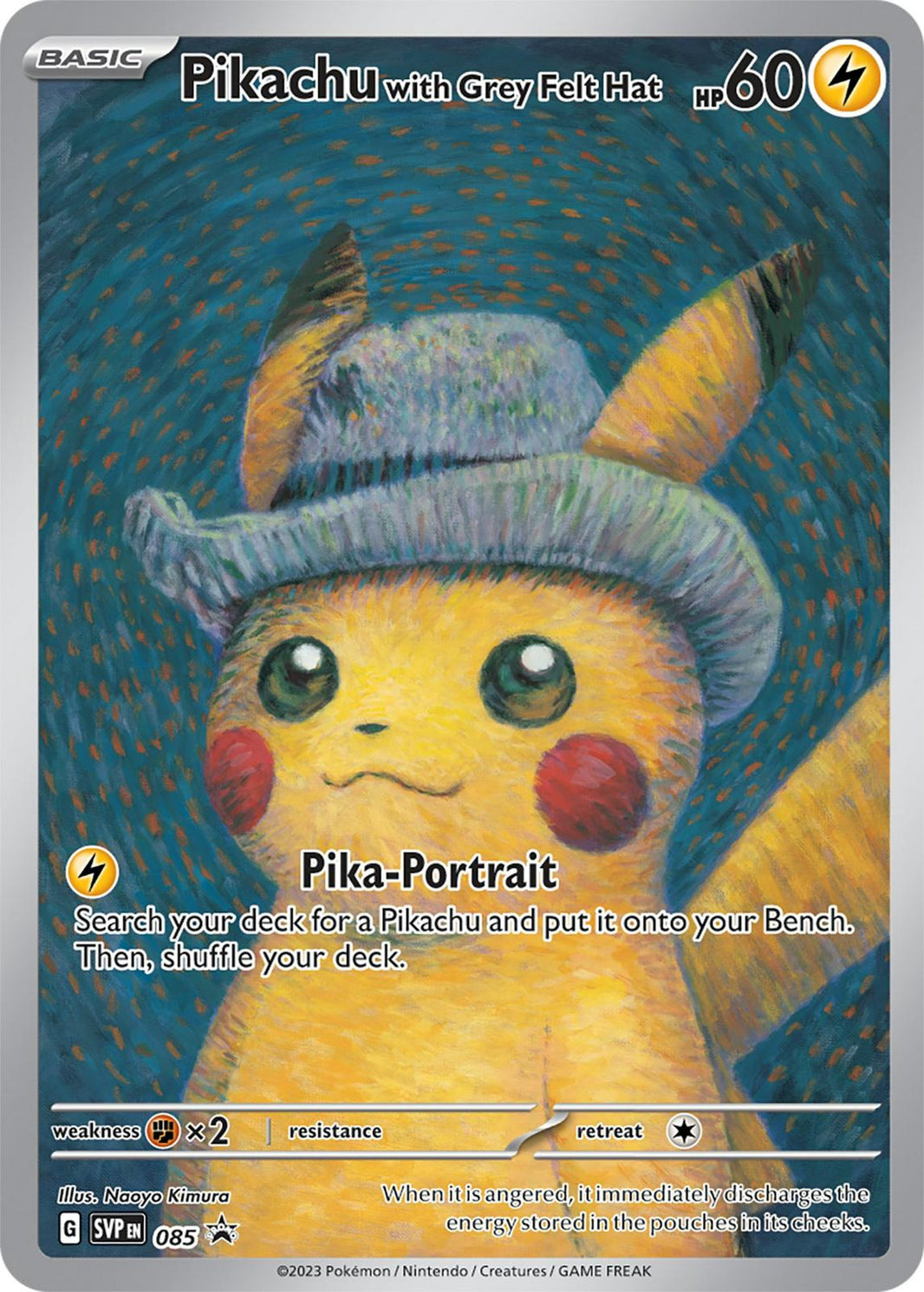 Pokemon Pikachu with Grey Felt Hat #085